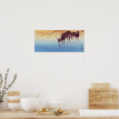 鹿,小原古邨鹿，大原小村，浮世絵 ポスター (キッチン)