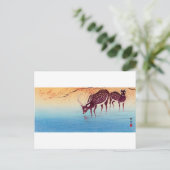 鹿,小原古邨鹿，大原小村，浮世絵 ポストカード (スタンド正面)