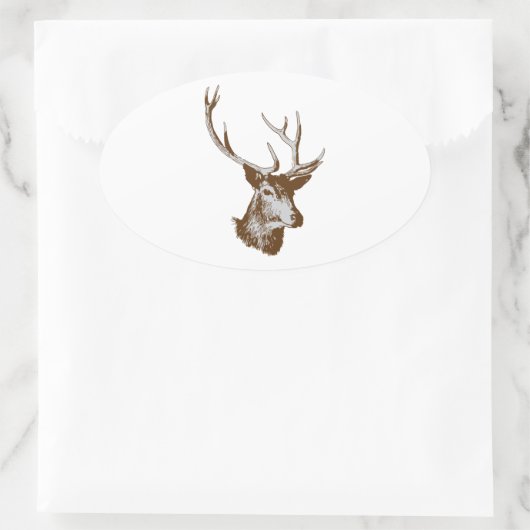 鹿 楕円形シール (バッグ)