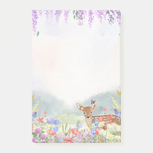 鹿、蝶、ライラック、春の花 ポストイット (正面)