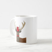 鹿(赤い上帽子と口ひげ) コーヒーマグカップ (正面左)