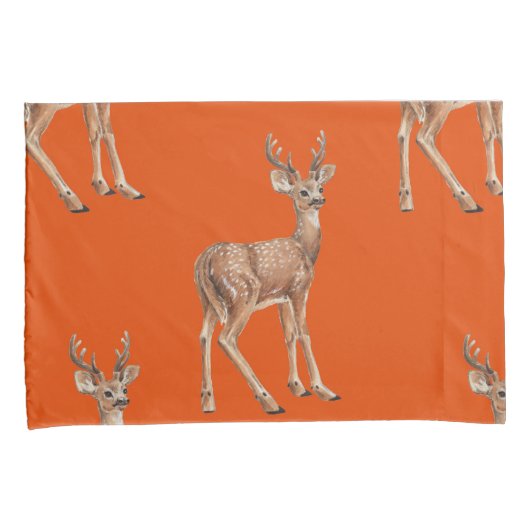 鹿（赤） 枕カバー (正面右)