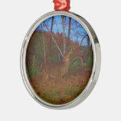 鹿：金ゴールド赤緑と青 メタルオーナメント (左)