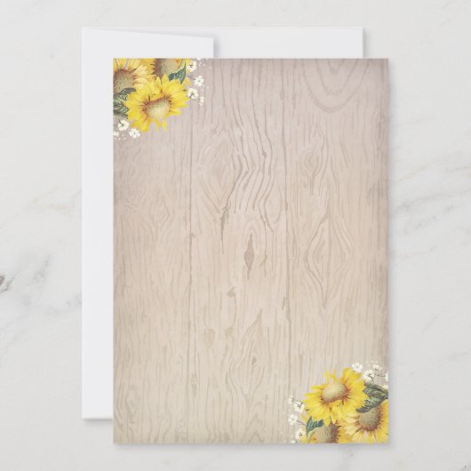 鹿〔雄ジカの〕枝角とヒマワリ素朴ー誕生日パーティー 招待状 (裏面)