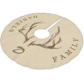 鹿〔雄ジカの〕枝角のモノグラムの素朴な苗字ベージュ ブラッシュドポリエステルツリースカート (アングル)