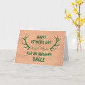 鹿〔雄ジカの〕枝角アンクルハッピーファーザーズデイ カード (黄色い花)