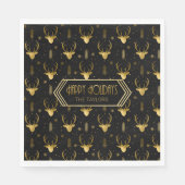 鹿〔雄ジカの〕枝角クリスマスパターン金ゴールドID861 スタンダードランチョンナプキン (正面)