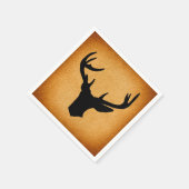 鹿〔雄ジカの〕枝角シルエット素朴ヴィンテージバックディアー スタンダードカクテルナプキン (角)