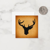 鹿〔雄ジカの〕枝角シルエット素朴ヴィンテージバック鹿 ノートカード (正面/裏面インサイチュ)