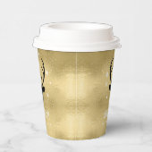 鹿〔雄ジカの〕枝角シルエット&スノーフレーク金ゴールドID861 紙コップ (右)