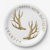 鹿〔雄ジカの〕枝角ハンター誕生日パーソナライズされたプレート ペーパープレート (正面)