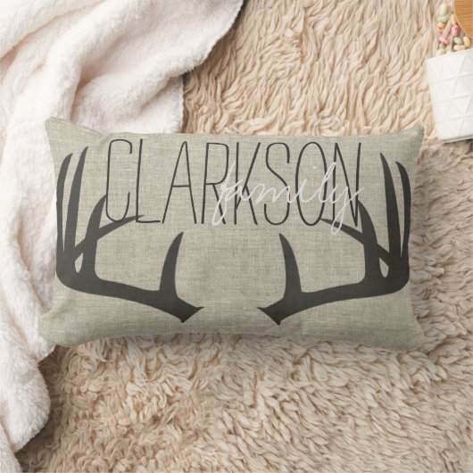 鹿〔雄ジカの〕枝角パーソナライズされた可逆腰枕 ランバークッション (ブランケット)