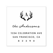 鹿〔雄ジカの〕枝角ファミリー名イニシャル差出人住所 セルフインキングスタンプ (デザイン)