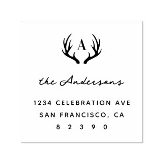 鹿〔雄ジカの〕枝角ファミリー名イニシャル差出人住所 セルフインキングスタンプ