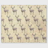 鹿〔雄ジカの〕枝角ライトクリスマスラッピング紙 ラッピングペーパー (フラット)