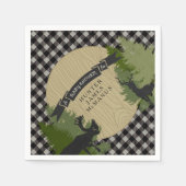 鹿〔雄ジカの〕枝角ランバージャックチェック男の赤ちゃんシャワー スタンダードカクテルナプキン (正面)