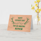 鹿〔雄ジカの〕枝角甥ハッピーファーザーの日 カード (黄色い花)