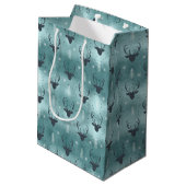 鹿〔雄ジカの〕枝角矢印クリスマスパターンティール(緑がかった色)ID861 ミディアムペーパーバッグ (裏面アングル)