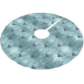 鹿〔雄ジカの〕枝角矢印クリスマスパターンティール（緑がかった色）ID861 B ブラッシュドポリエステルツリースカート (アングル)