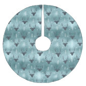 鹿〔雄ジカの〕枝角矢印クリスマスパターンティール（緑がかった色）ID861 B ブラッシュドポリエステルツリースカート (正面)