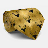 鹿〔雄ジカの〕枝角矢印クリスマスパターン金ゴールドID861 ネクタイ (ロール)