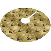 鹿〔雄ジカの〕枝角矢印クリスマスパターン金ゴールドID861 ブラッシュドポリエステルツリースカート (アングル)