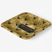 鹿〔雄ジカの〕枝角矢印クリスマスパターン金ゴールドID861 ペーパープレート (傾斜あり)