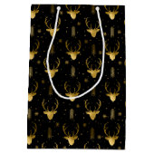 鹿〔雄ジカの〕枝角矢印クリスマスパターンV2金ゴールドD861 ミディアムペーパーバッグ (裏面)