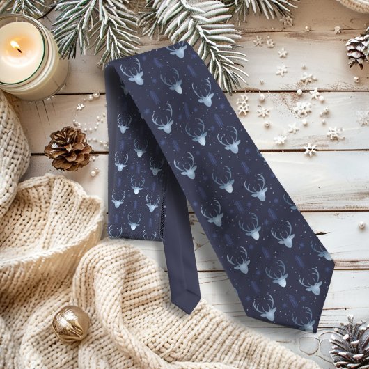 鹿〔雄ジカの〕枝角矢印クリスマスパターンV2 Bl ID861 ネクタイ