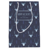 鹿〔雄ジカの〕枝角矢印クリスマスパターンV2 Bl ID861 ミディアムペーパーバッグ (正面)