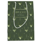 鹿〔雄ジカの〕枝角矢印クリスマスパターンV2 Gr ID861 ミディアムペーパーバッグ (正面)