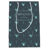 鹿〔雄ジカの〕枝角矢印クリスマスパターンV2 Tl ID861 ミディアムペーパーバッグ (正面)