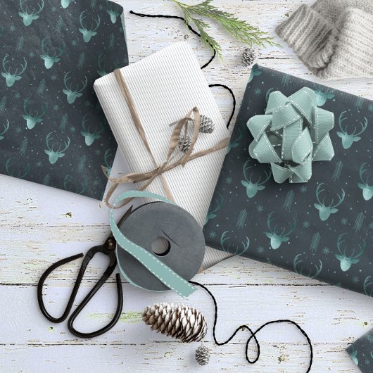 鹿〔雄ジカの〕枝角矢印クリスマスパターンV2 Tl ID861 ラッピングペーパー