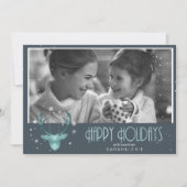 鹿〔雄ジカの〕枝角矢印クリスマスフォトV2ティール(緑がかった色)ID861 招待状 (正面)