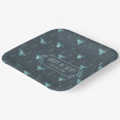 鹿〔雄ジカの〕枝角矢印パターンV2ティール(緑がかった色)ID861 ペーパープレート (傾斜あり)