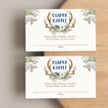 鹿〔雄ジカの〕枝角素朴な赤ちゃんシャワーおむつラッフルカード