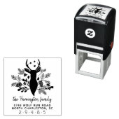 鹿〔雄ジカの〕枝角素朴ホリデークリスマスアドレス セルフインキングスタンプ (インサイチュ)