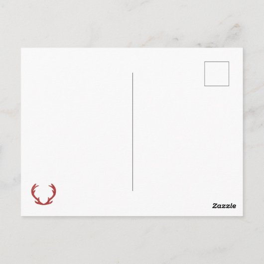 鹿〔雄ジカの〕枝角素朴レッドタータンチェック ポストカード (裏面)