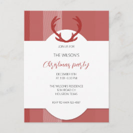 鹿〔雄ジカの〕枝角素朴レッドタータンチェック ポストカード