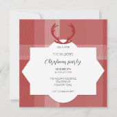 鹿〔雄ジカの〕枝角素朴レッドタータンチェック 招待状 (正面)