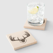 鹿〔雄ジカの〕枝角素朴狩りサンドストーンコースター ストーンコースター (横)