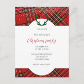 鹿〔雄ジカの〕枝角素朴赤タータンチェックパターン ポストカード (正面)