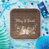 鹿〔雄ジカの〕枝角結婚ズブーケ ペーパープレート (パーティー)