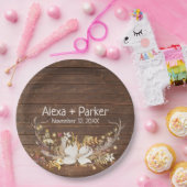 鹿〔雄ジカの〕枝角結婚ズブーケ ペーパープレート (パーティー)