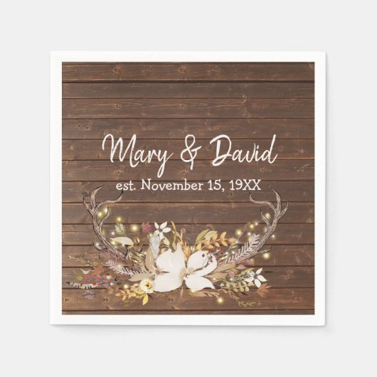 鹿〔雄ジカの〕枝角記念日パーティー スタンダードカクテルナプキン (正面)