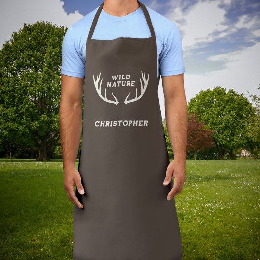 鹿〔雄ジカの〕枝角&ワイルド自然 エプロン