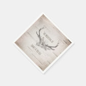 鹿〔雄ジカの〕枝角&樺の木ヴィンテージウェディング披露宴 スタンダードカクテルナプキン (角)