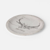 鹿〔雄ジカの〕枝角&樺の木ヴィンテージウェディング披露宴 ペーパープレート (アングル)