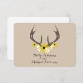 鹿〔雄ジカの〕枝角+結婚野花のR.S.V.P. 出欠カード (正面/裏面)