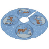 鹿&雪だるまクリスマススノーフレーク フェイクリネンツリースカート (アングル)